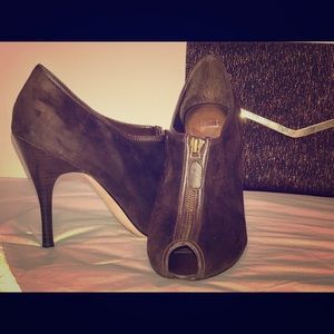 Type Z Rockstar Brown Suede Open Toe Shootie
